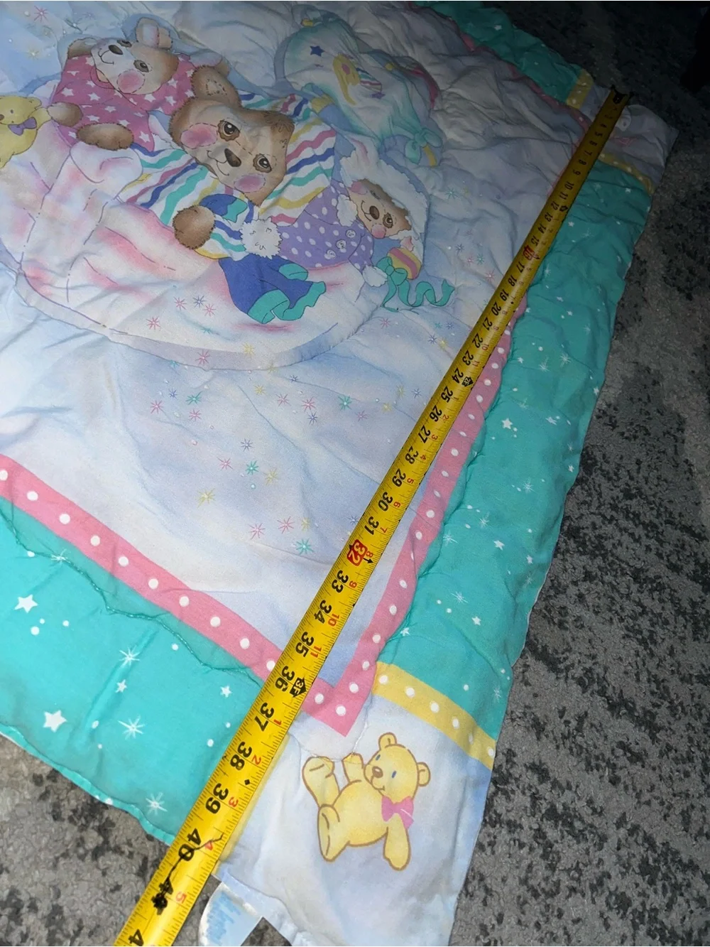Vintage Riegel Teddy Beddy Bear quilt blanket comforter 80’s moon boat lamb bun